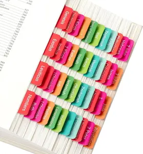 Bible Tabs, 75 Neon Laminated for Women and Men, Study Index, Book Labels