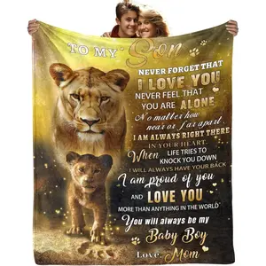Son Gifts, Birthday Gifts for Sons from Mom, Son Blanket from Moms, Sons Gift from Mom, Son in Law Gifts - Ultra Soft Flannel Throws Blankets 50" x 60", Printed on One Side with a Plain White Back, Halloween Thanksgiving Christmas Gift