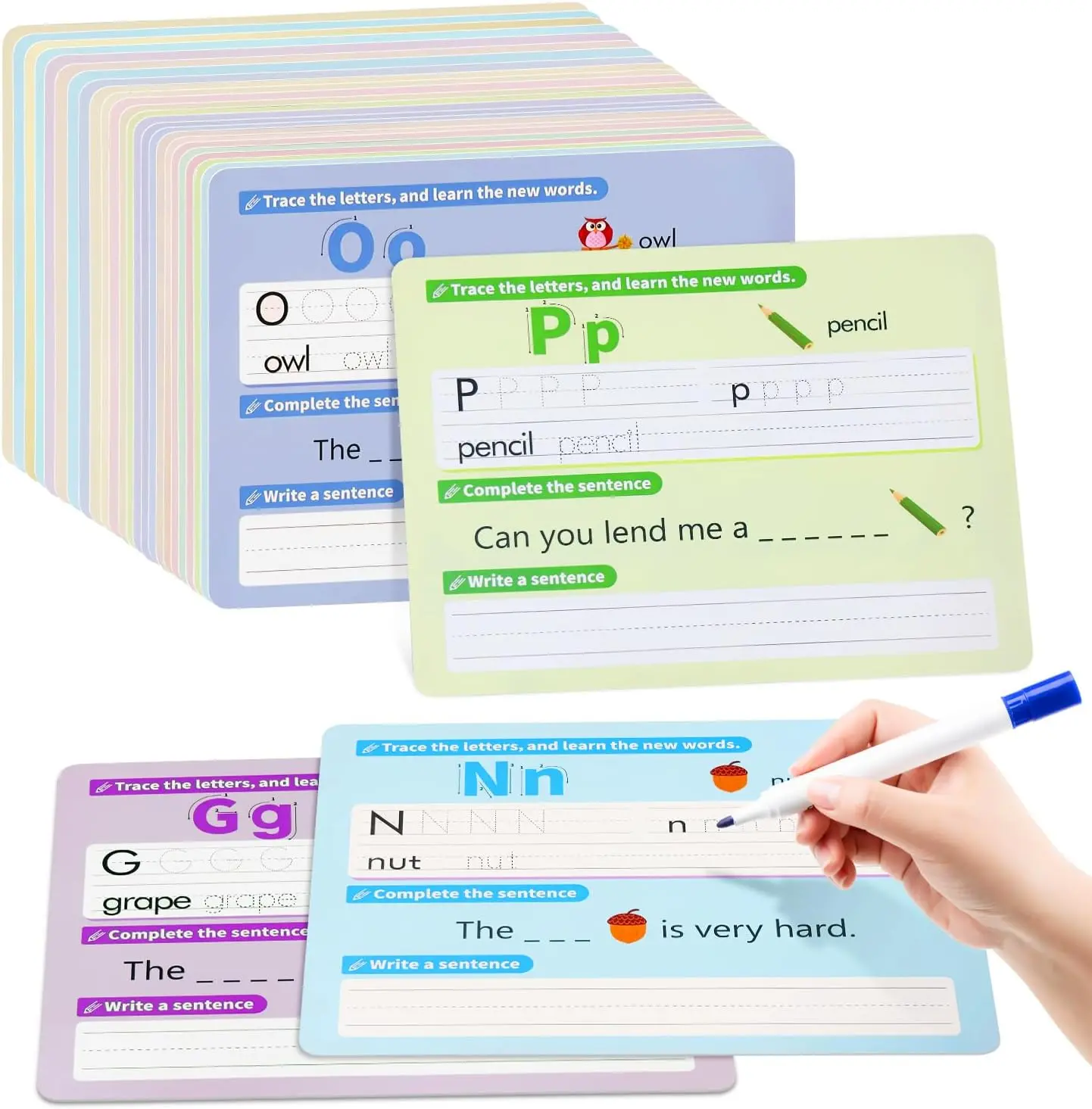 Alphabet & Number Practice Dry Erase Sheets - A-Z Letters, 1-10 Numbers | Preschool, Homeschool Activity Book for Young Learners