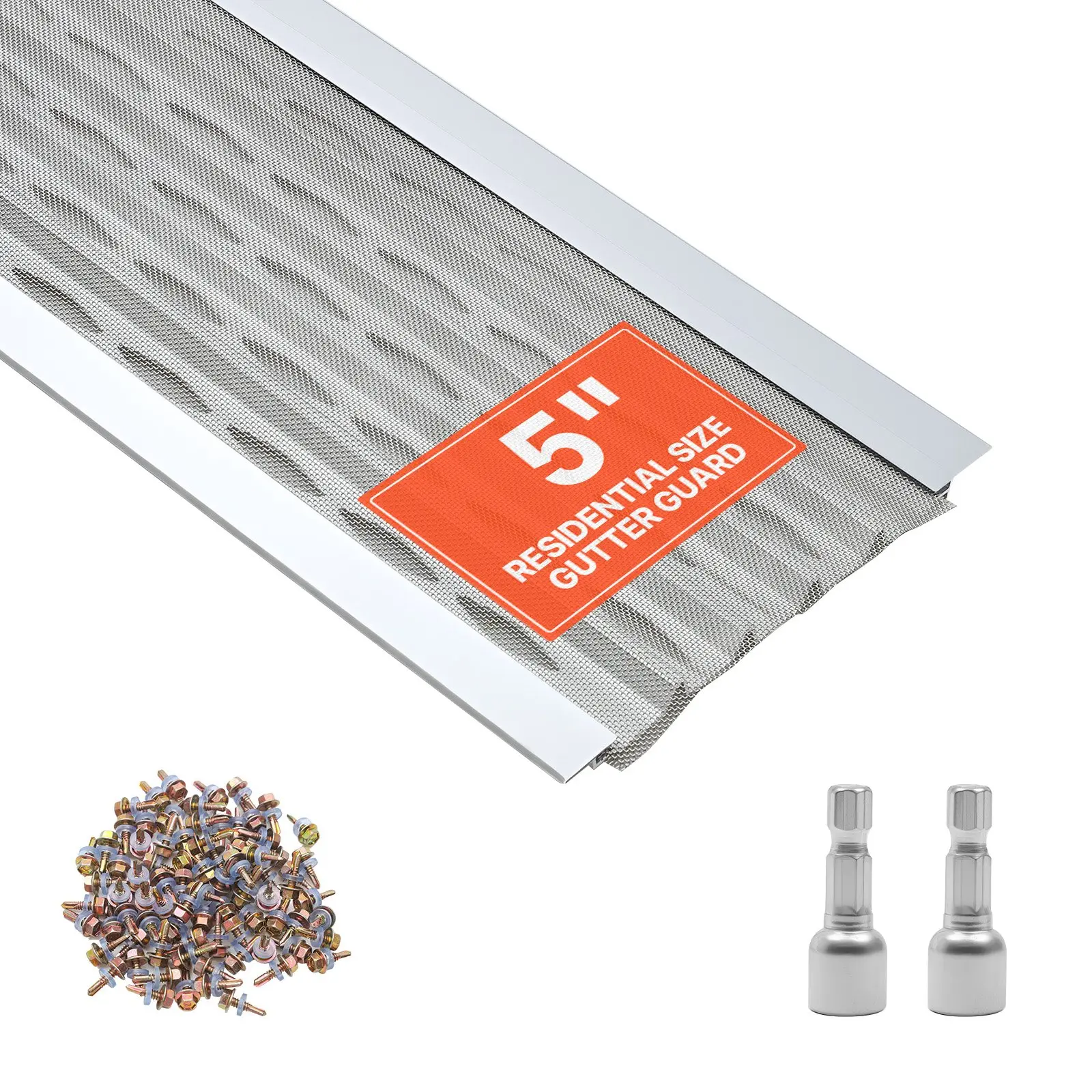 【Summerfinds】VEVOR Aluminum+Steel Gutter Guard, 5in Width 0.04in Thick Micro Mesh Leaf Guard with Micro Holes, 100ft Long Heavy-Duty Cover (20 PCs), Scratch-Resistant Edge, Fast Drainage, Blocks Small Debris, Easy DIY Install Includes Screws