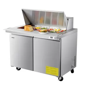 48"W Commercial Refrigerator, 12.5 Cu. Ft Sandwich Prep Refrigerated Table, Mega Top Food Prep Fridge with 18 Pans and Cutting Board, Stainless Steel Salad Prep Cooler for Restaurant, Food Truck
