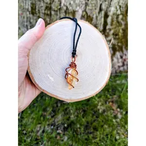 Copper-Wrapped Citrine Necklace / Wire Wrapped Necklace / Hippie / Hippy / Crystals