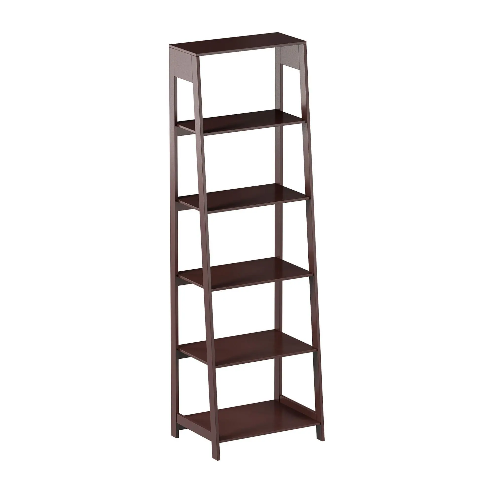 Lavish Home 5-Tier Ladder Bookcase FreestandingWood Bookshelf