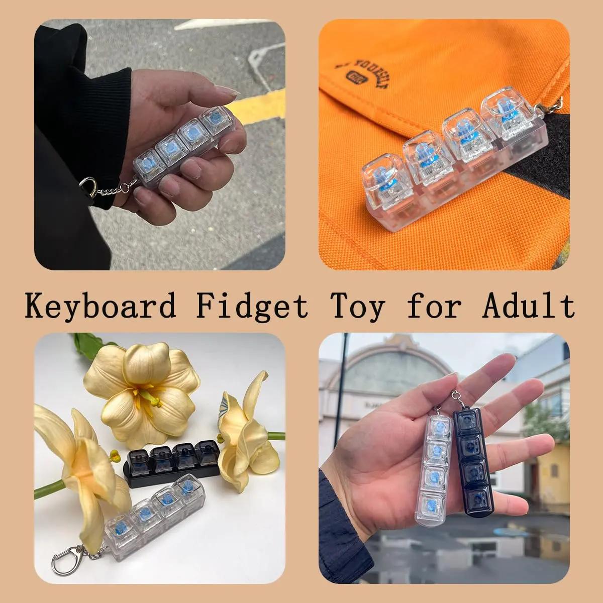 LED Keyboard Keychain Fingertip Toy – Mechanical Clicky Toy for Stress Relief Fun Light-Up Pendant for Kids & Adults Anxiety Relief Gift for Boys & Girls Valentine's Day Present
