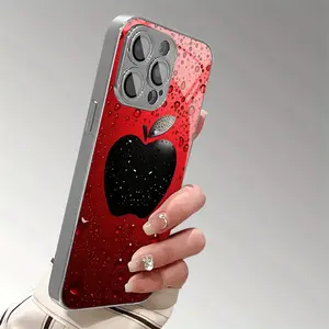 Premium Lucky Red Water Drop Apple Pattern Phone Case, Compatible with iPhone 17 16 15 14 13 12 11 Pro Max. Screen Protector, Stylish Cover, Best Gift for Yourself, Family, or Friends