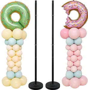 2 Pack Adjustable Display Stand Kit, 1.3FT-5FT Metal Floor and Table Centerpiece Stand with Weighted Base, Multi Purpose Decorative Support Pole for Event Backdrop Party Wedding Display, Black