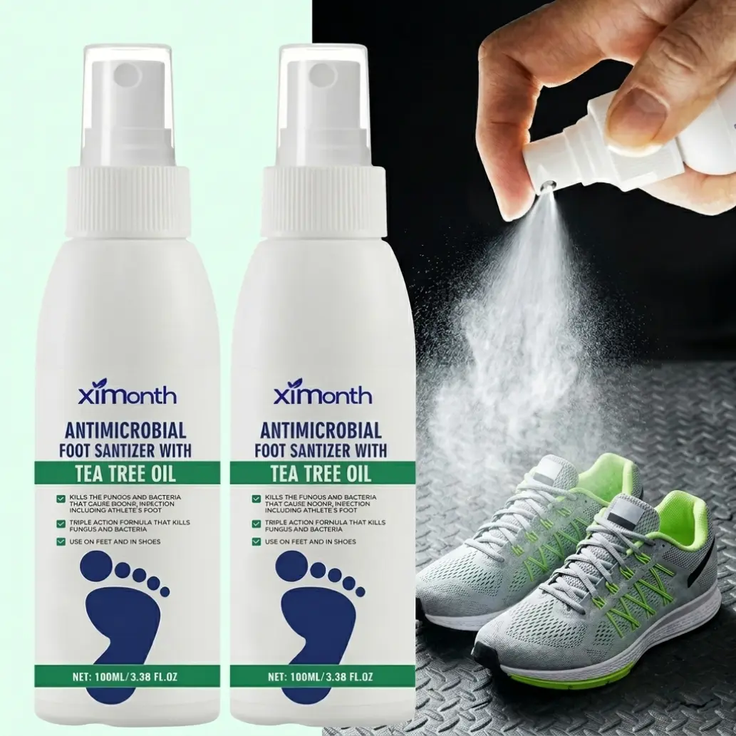 (2 bottles)Tea Tree Oil Foot Spray - Moisturizing Deodorant for Odor Control & Dry Feet Care, Natural Foot Sanitizer with Antifungal Properties, Clear Foot Sanitizer Spray,for Foot & Shoe Freshness deodorize fungus long-lasting antibacterial pecueca nail
