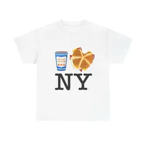 Unisex Coffee And Breakfast Sandwich I Love NY White T-shirt