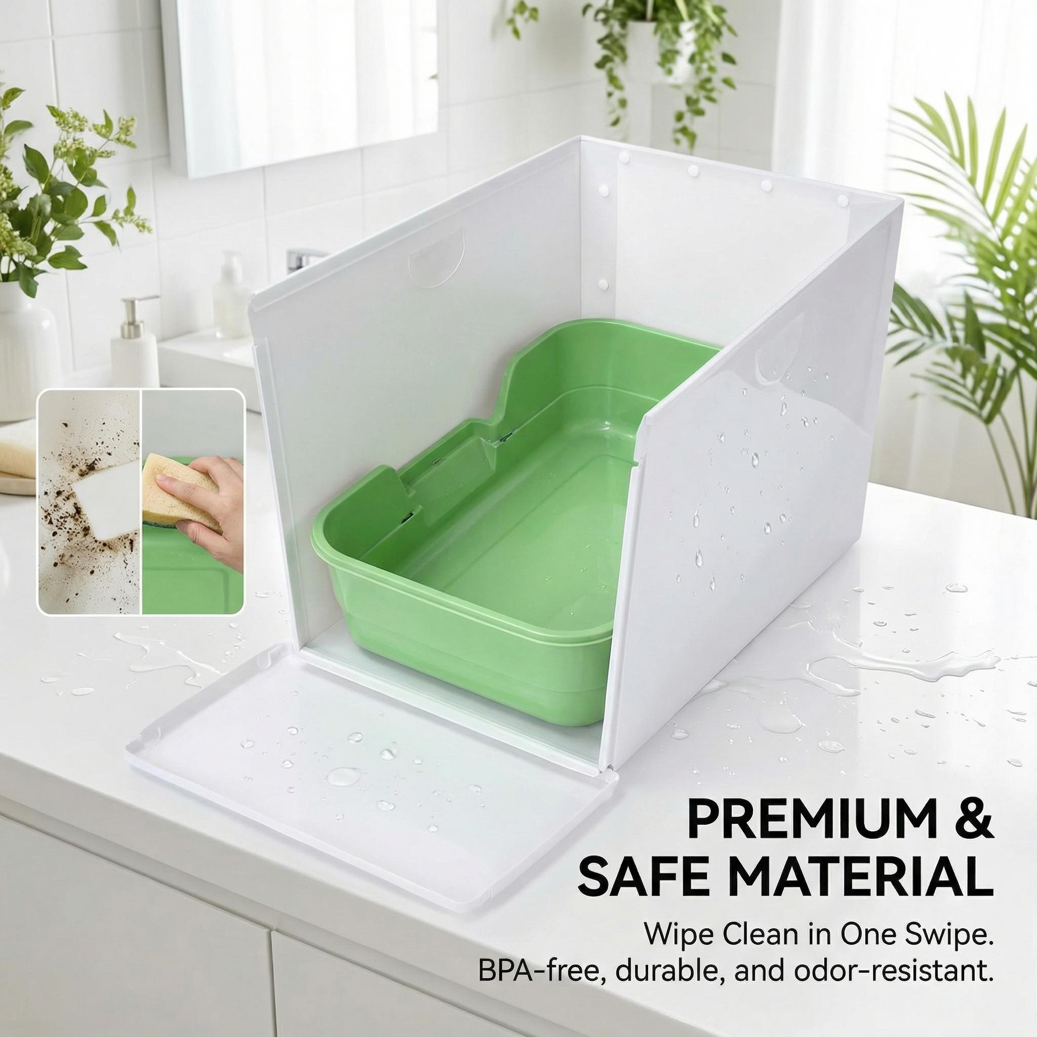 Foldable Cat Litter Box Splash Guard Set - 3PCS Anti-Pee/Scatter Shields BPA-Free Universal Fit 23.62INx15.75IN Extra-Tall 11-Inch Design for Busy Households