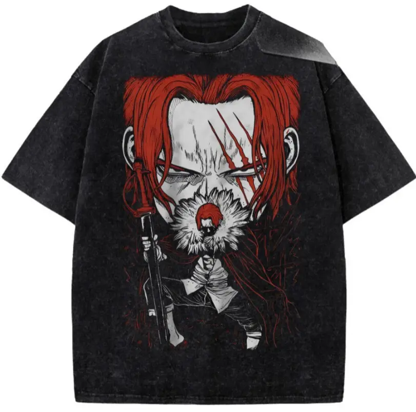 Shanks Shirt, Yonko Red Hair Anime T-Shirt, Shanks Apparel, Manga Clothing, Trendy Unisex Cotton Crewneck T-Shirt Menswear Womenswear Streetwear Top
