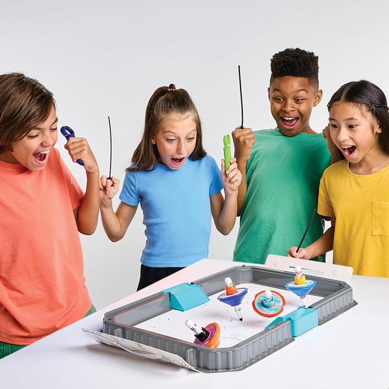 Colourwhirls Battle Arena Art Game, DIY Gyro Spin Art Toy, 4 Battling Spinning Top Toys, Birthday, Holiday for Kids, Ages 6+