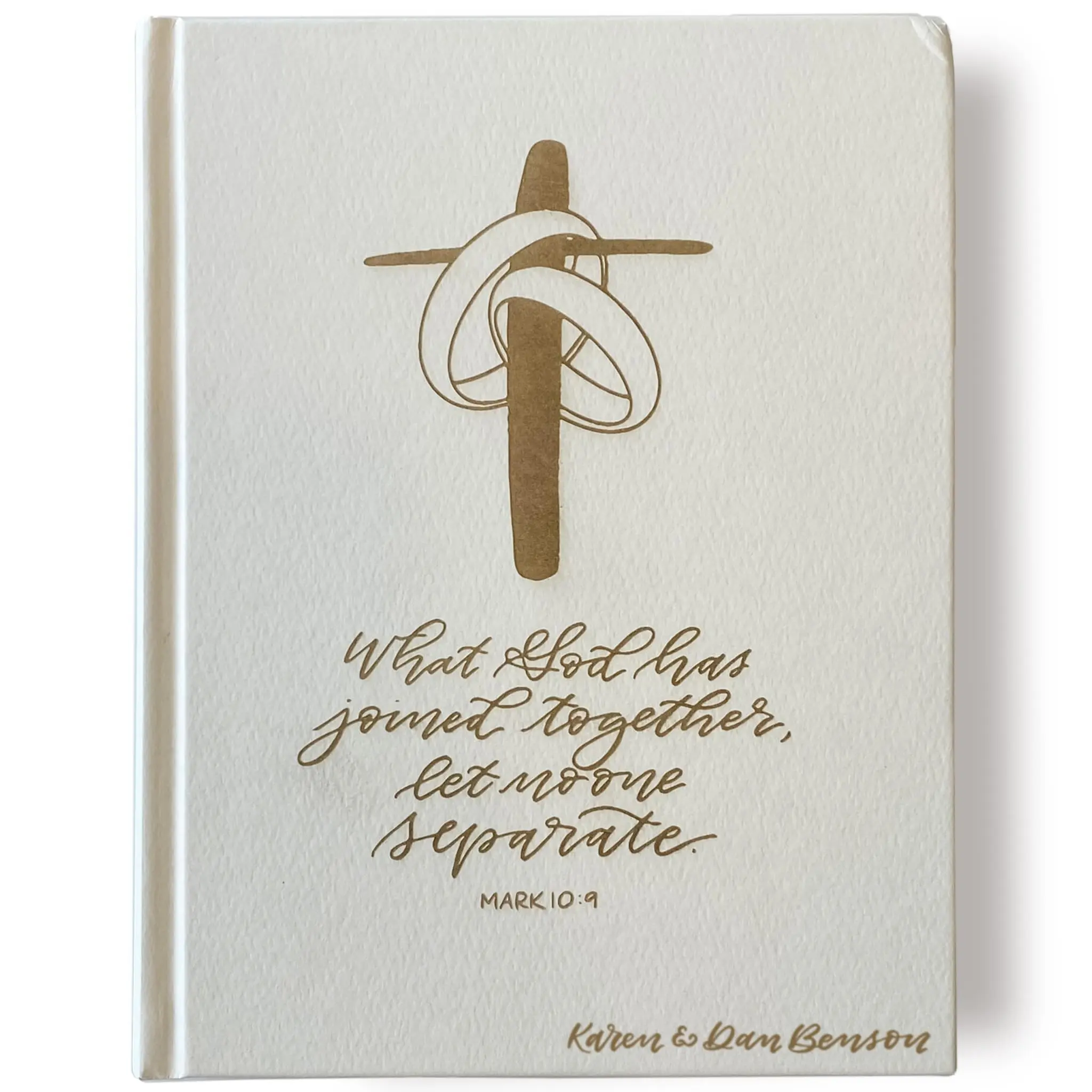 Personalized ESV Journaling Bible - White - Wedding Rings and Cross - Hand Lettered and Engraved