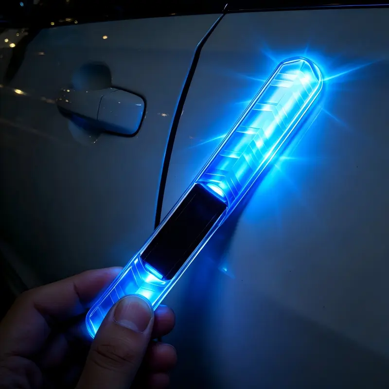 Solar Flashing Bumper Guard Warning Light, Car Door Anti-Collision Rubber Scratch Protection Strip for Cars, Motorcycles