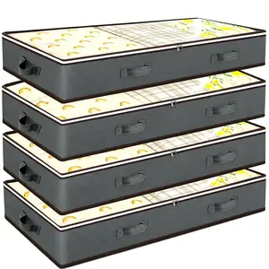 90L Under Bed Storage Containers, Closet Organizers and Storage Bins, Foldable Underbed Storage Bags for Linen Sheets, Blanket, Clothing, Comforter, Sweaters, Pillows, Wrapping Paper Dual Zippers, & Clear Top