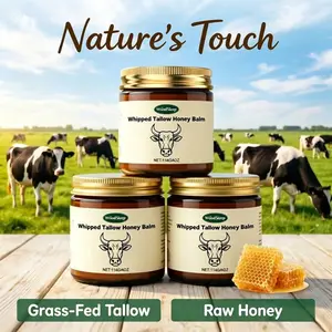 Original Tallow and Honey Balm Cosmetic Moisturizing Lotions Hydrating - Grass-Fed Beef Tallow for Skin & Face - 8 Ingredient Moisturizer - Tallow Face Cream - Organic Balm for Face & Body Care