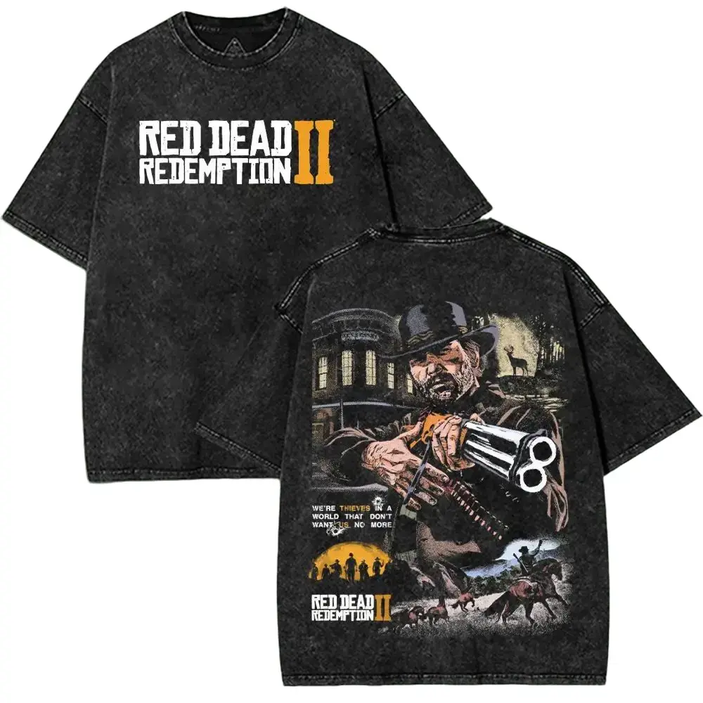Red Dead Redemption 2 Graphic Tee Heavy Cotton Acid Wash Vintage T-Shirt for Men Women Arthur Morgan Western Game Streetwear Y2K Aesthetic Trendy Casual Top Perfect Gift for Gamers Retro Cowboy Apparel Urban Style Outfits Y2K Fashion Tops!