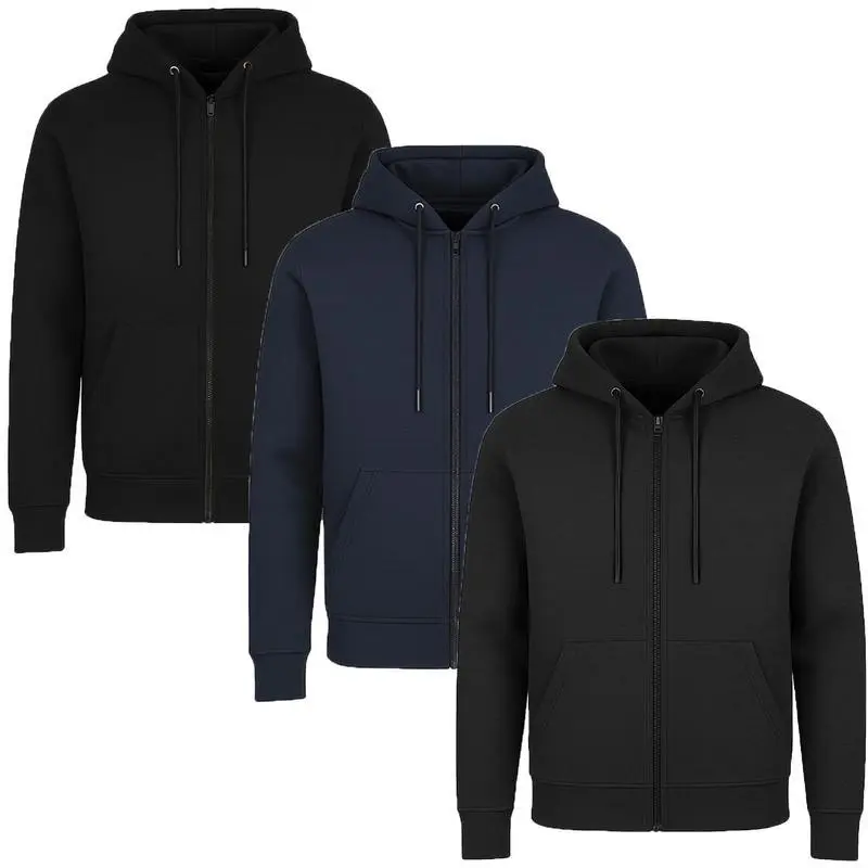 (Fleece Zip) Black Navy Charcoal