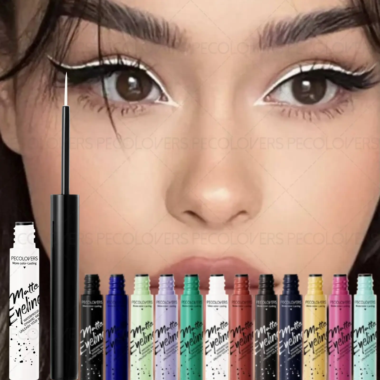 12pcs/set Waterproof Matte Liquid Eyeliner Cosmetic - Long-lasting Eye Makeup Product, Vibrant Colors of Blue, White, Black, Purple and More, for Bold, Smoky Eyes, Smooth Finish, for A Glamorous Eye Look, Longwear Eye Liner