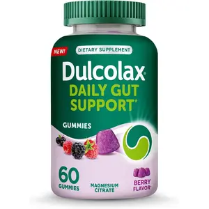 Daily Gut Support Gummies Magnesium Formula Stimulant Free Digestive Health Supplement for Constipation Relief Bowel Regularity Bloating and Natural Colon Cleanse Wellness Berry Flavor Chewables 60 Count