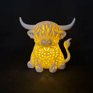 Highland Cow Tea Light - Decorative Sculpture with Intricate Design and Warm Glow- Includes 1 LED tealight