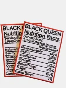 Black Queen Nutrition Facts Patch - Iron/Sew On Patch for Clothing - Prideful Patchez