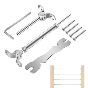 10 Pairs  Railing Kit 1/8" Swage Toggle Turnbuckle Hardware T316 Stainless Steel for   WoodEasy System Angle 180? Adjustable Stairs Deck 10  Lines