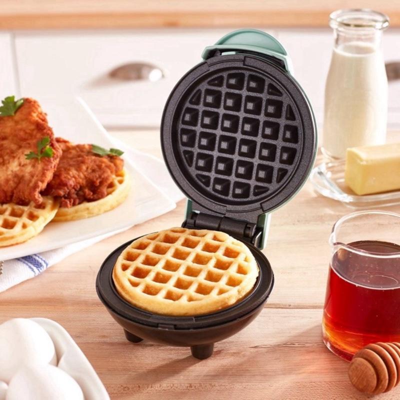 Dash Mini Waffle Maker DMW001 - 4" Snack-Sized Waffles, Dual Nonstick Surfaces, Compact & Lightweight, 350 Watts, Includes Recipe Guide