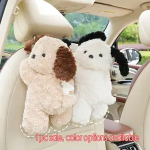 Cute Dog Design Car Tissue Box, Plush Dog Design Car Seat Back Tissue Holder, Creative Car Interior Accessories for Women & Girls, Tissue Dispenser