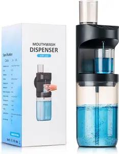 Automatic Mouthwash Dispenser for Bathroom,Bathroom Accessories 19.4 Fl Oz Dispensers with  Cups,Wall Mounted Dispenser,Suitable for   Groups,Black