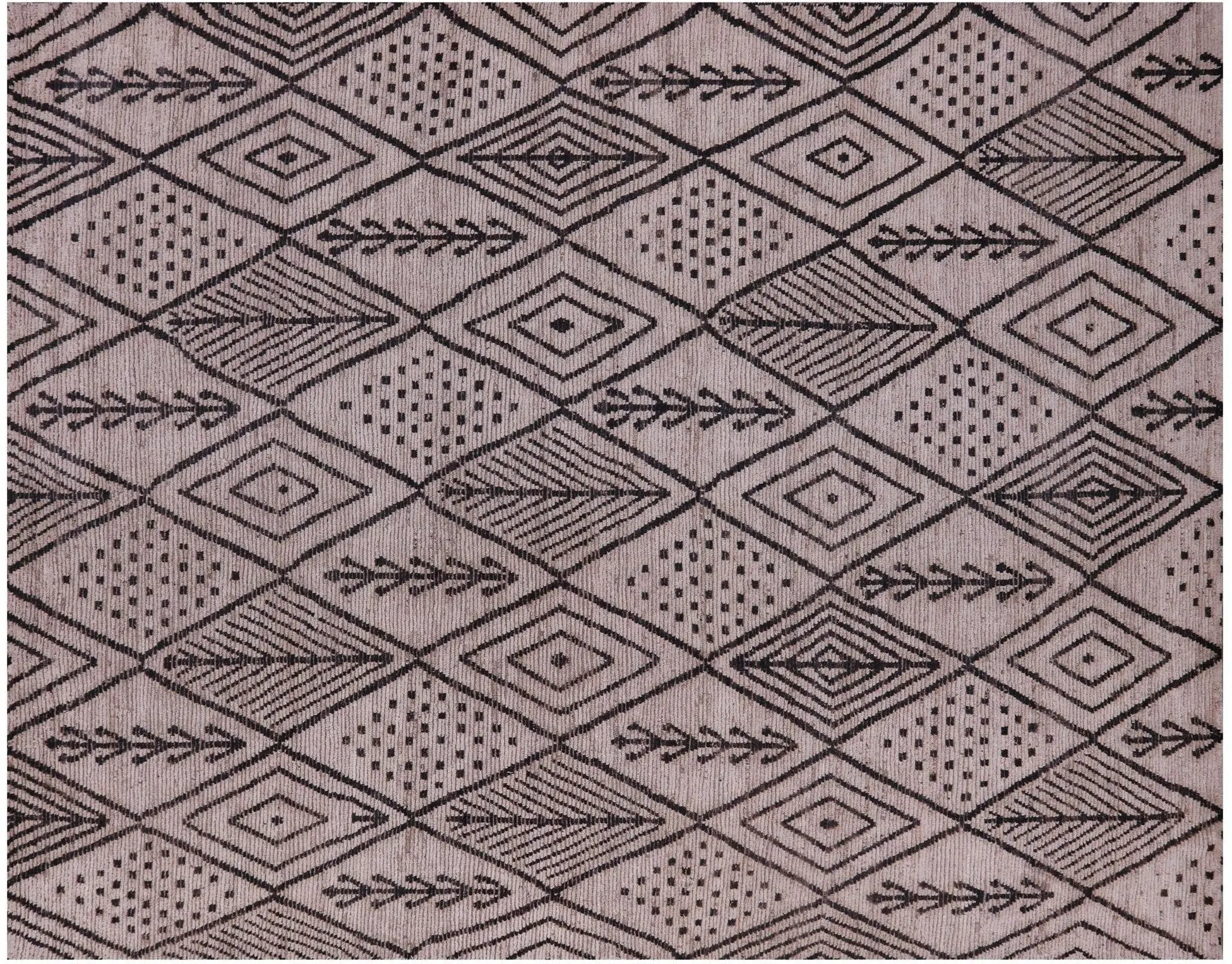 SUPER SALE 10' 2" X 13' 3" Moroccan Wool On Wool Hand Knotted Rug - Q16187