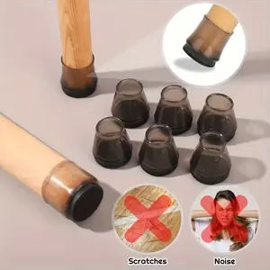 Set of 16 Silicone Protectors for Chair Legs, Felt Non-Slip Caps, Polished Metal Look, Durable Scratch-Resistant Covers, Easy Installation
