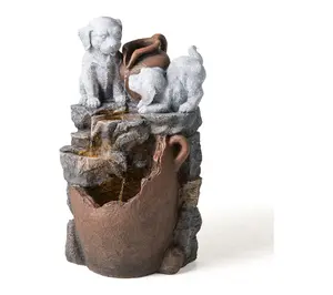 Glitzhome 23.5"H 4-Tiered Dogs and Pot Outdoor Fountain