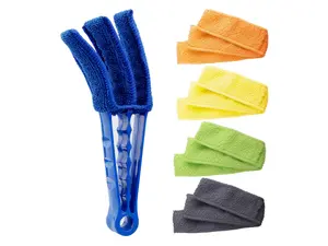 Window Blind Cleaner Duster Brush with 5 Microfiber Sleeves - Blind Cleaner Tools for Window Shutters Blind Air Conditioner Jalousie Dust