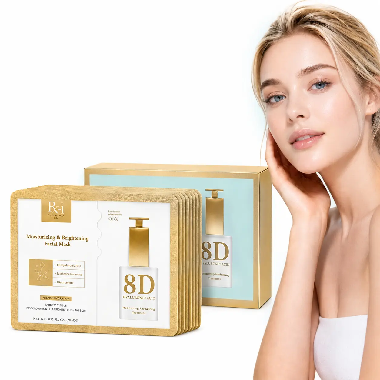 BEAUPAN 8D Hyaluronic Acid Facial Mask, Deeply Hydrating and Brightening Sheet Mask, Face Moisturizer, Hydrate