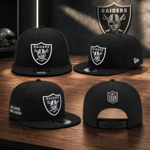 New Era Las Vegas Raiders 9FIFTY Adjustable Snapback Hat 2026 Black Football Cap Classic NFL Street Fashion Gift for Men Women