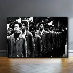 1 Unique Style, Aesthetic Design Solid Wood Frame Canvas Painting Vintage Prints<Black Panther Party Parade Black Power Civil Rights Poster> _ Home Decoration, Festive Occasions and Gifts for Him/Her, Ready to Hang and Use, 2D Flat