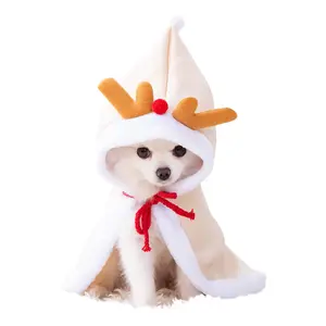 Cat Christmas Cape Reindeer Cloak Autumn Winter Warm New Year Pet Clothes Dog Shawl