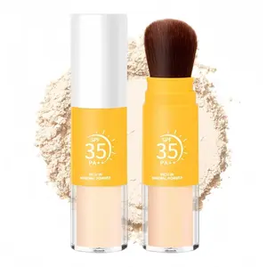Mineral Powder Sunscreen for Face Scalp & Hair,SPF 35,Translucent Brush on Sunscreen Setting Powder,Oil Control Face Sunblock,Natural Matte Finish Beach Essentials,Lightweight Breathable