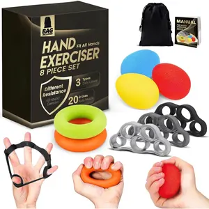 Grip Strength Trainer (8 Pack), Forearm Strengthener, Stress Balls for Adults, Hand Strengthening Devices, Wrist Finger Strengthener, Physical Therapy Exercise Equipment, Golf Baseball Climbing