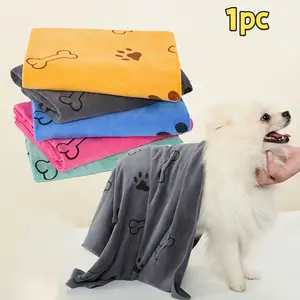 1pc Super Absorbent Pet Towels for Dogs and Cats – Quick-Drying with Dog Bone Print, Suitable for Drying After Baths and Outdoor Use, Large Bath Towel 50x100cm / 19.68x39.37 Inches, for Year-Round Use | Pet Cleaning