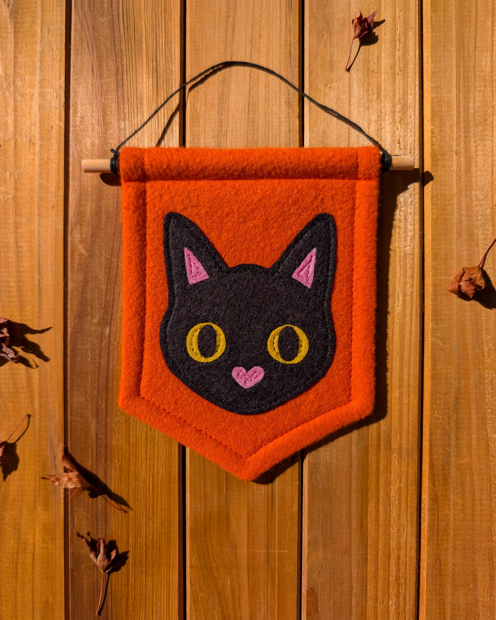 Black Cat Mini Felt Handmade Banner