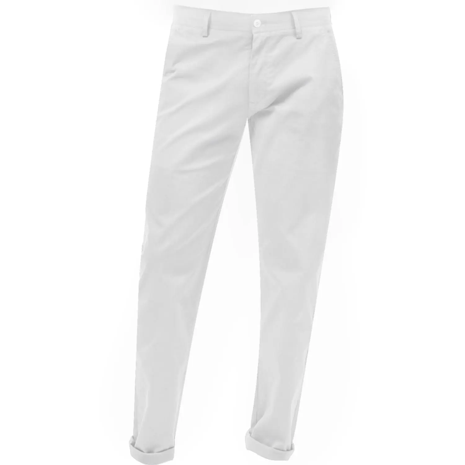 White Flat Front Chino Pants for Men