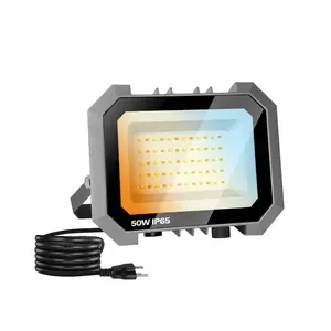 50W LED Flood Lights Outdoor 3CCT 3000/4000/6000K Dimmable 5000LM IP65 Waterproof Die-Cast Aluminum Floodlight for Garage Yard Lawn Garden