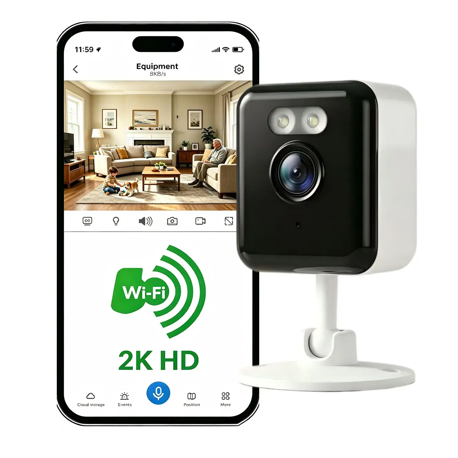 3MP WiFi Security Camera, Wireless Surveillance Camera with Easy Installation, AI Motion Detection, Night Vision, Remote Viewing, Infrared Dual Spotlights, Smart Home Camera for Indoor/Outdoor Security