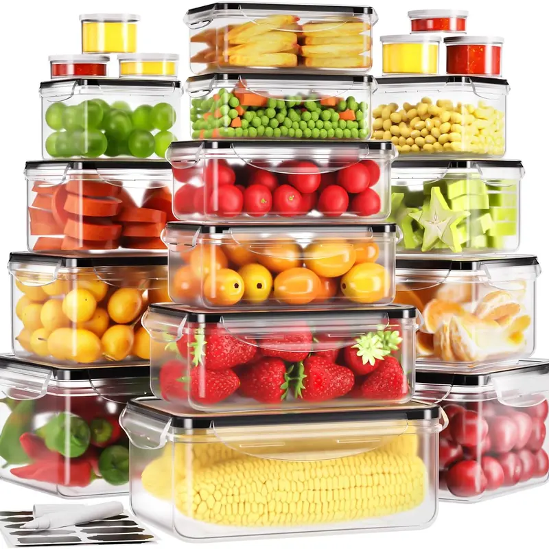 40 PCS Food Storage Containers with Lids (20Containers+20Lids) Airtight for Fridge, Large Leakproof Meal Prep Containers Reusable for Kitchen Utensils Transparent Plastic Stackable, Snack Container Set, Healthy Eating Containers