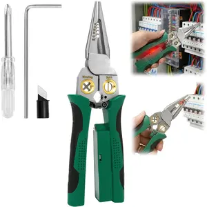 8 in 1 Wire Strippers with  Tester  Multi-function Electric Professional Stripping Crimper for  and Pulling Crimping Electrical Pliers Electrician Multifunctional Whiz Repair Tool