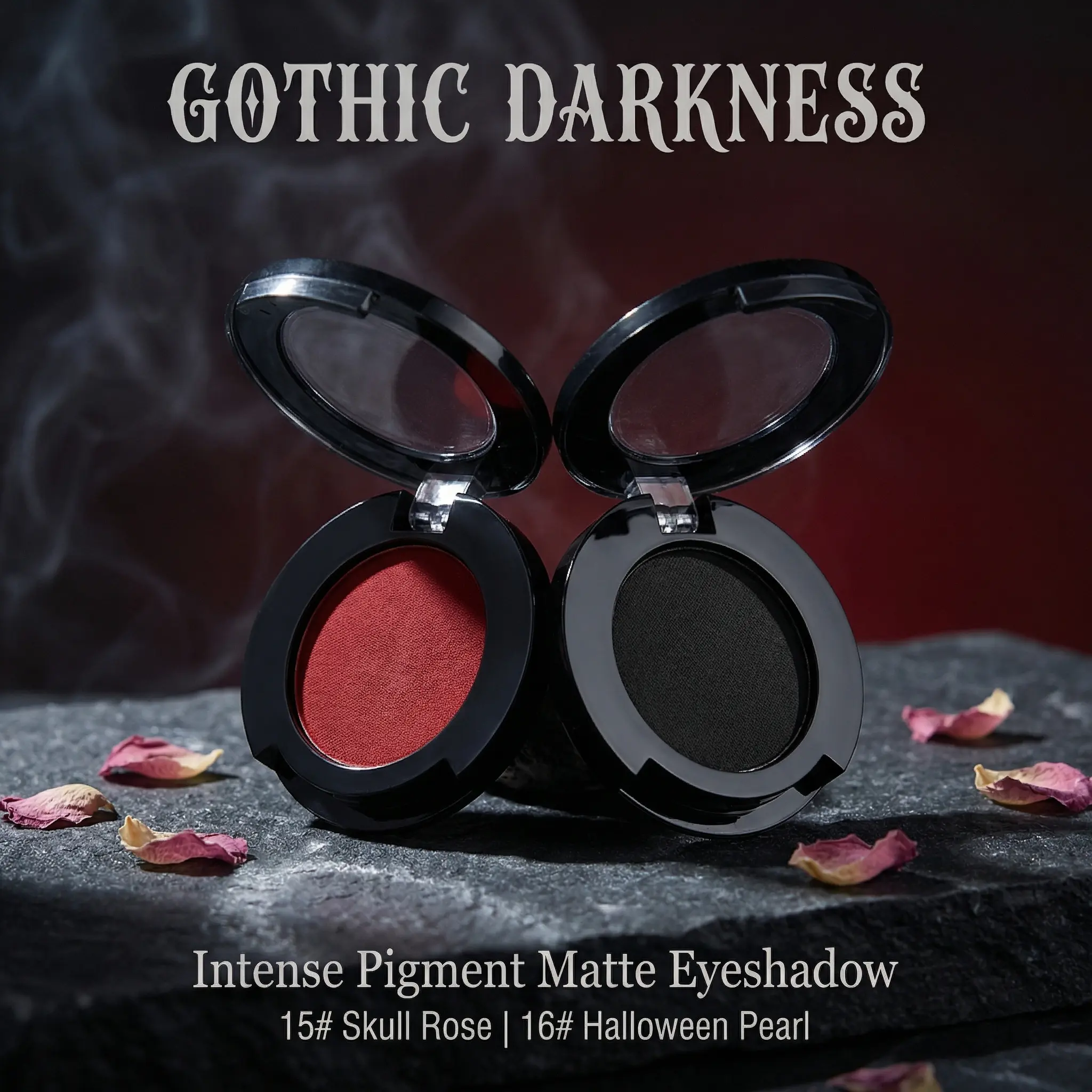FAICCIA Goth Eyeshadow Palette - Red & Black Smokey Shades, Highly Pigmented Matte & Glitter Shimmer Eyeshadow, Alcohol-Free Professional Long-Lasting Formula for Vampire Halloween Looks