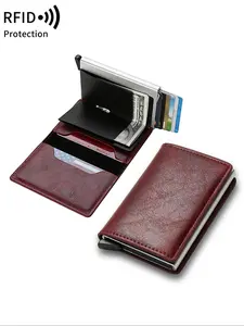 Men's Minimalist RFID Blocking Card Holder, Card Organizer, Pop Up Card Holder, Business Card Wallet, Ideal Gift for Men