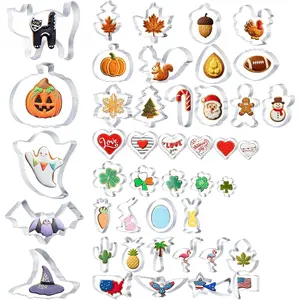 Set of 44 Seasonal Cookie Cutters, Stainless Steel Molds Cookie Cutters for Summer, Halloween, Thanksgiving, Christmas, 4th of July, Holiday, Easter  Seasons