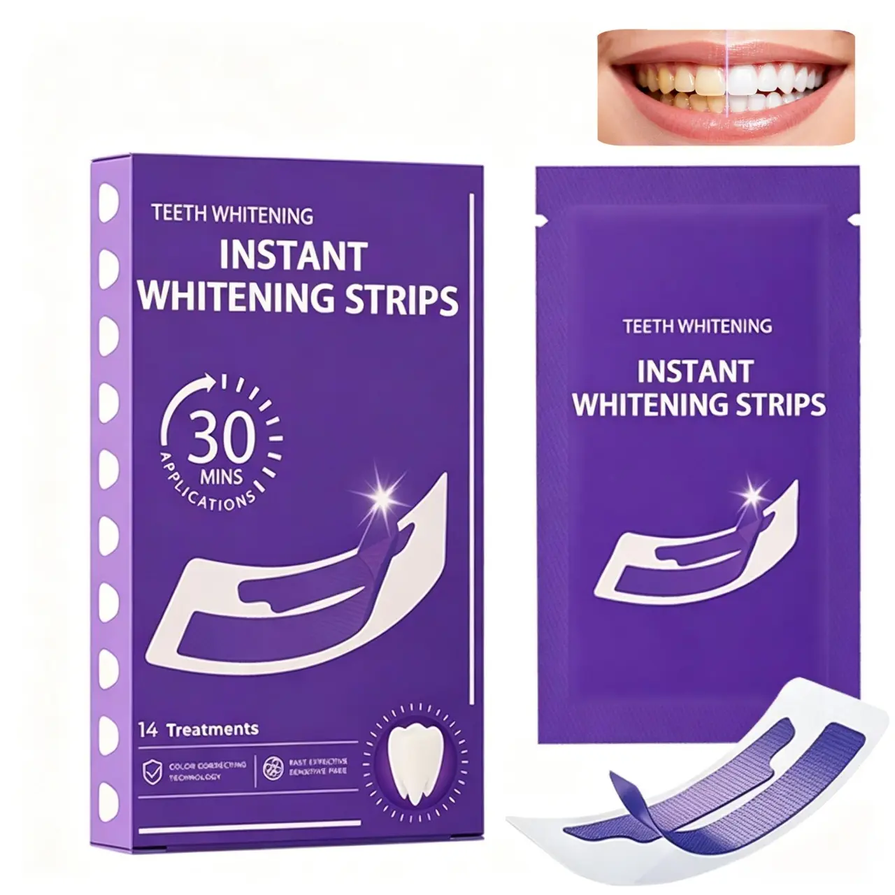 Purple Teeth Whitening Strips – 28pcs/set, Teeth Brightening Strips Gental Repair Kit, Mint Tooth Strips, Teeth Stain Cleaner Gel Strips, Teeth Brightening Booster, Combining Whitening and Colour Correction, Oral Care Product for Women & Men